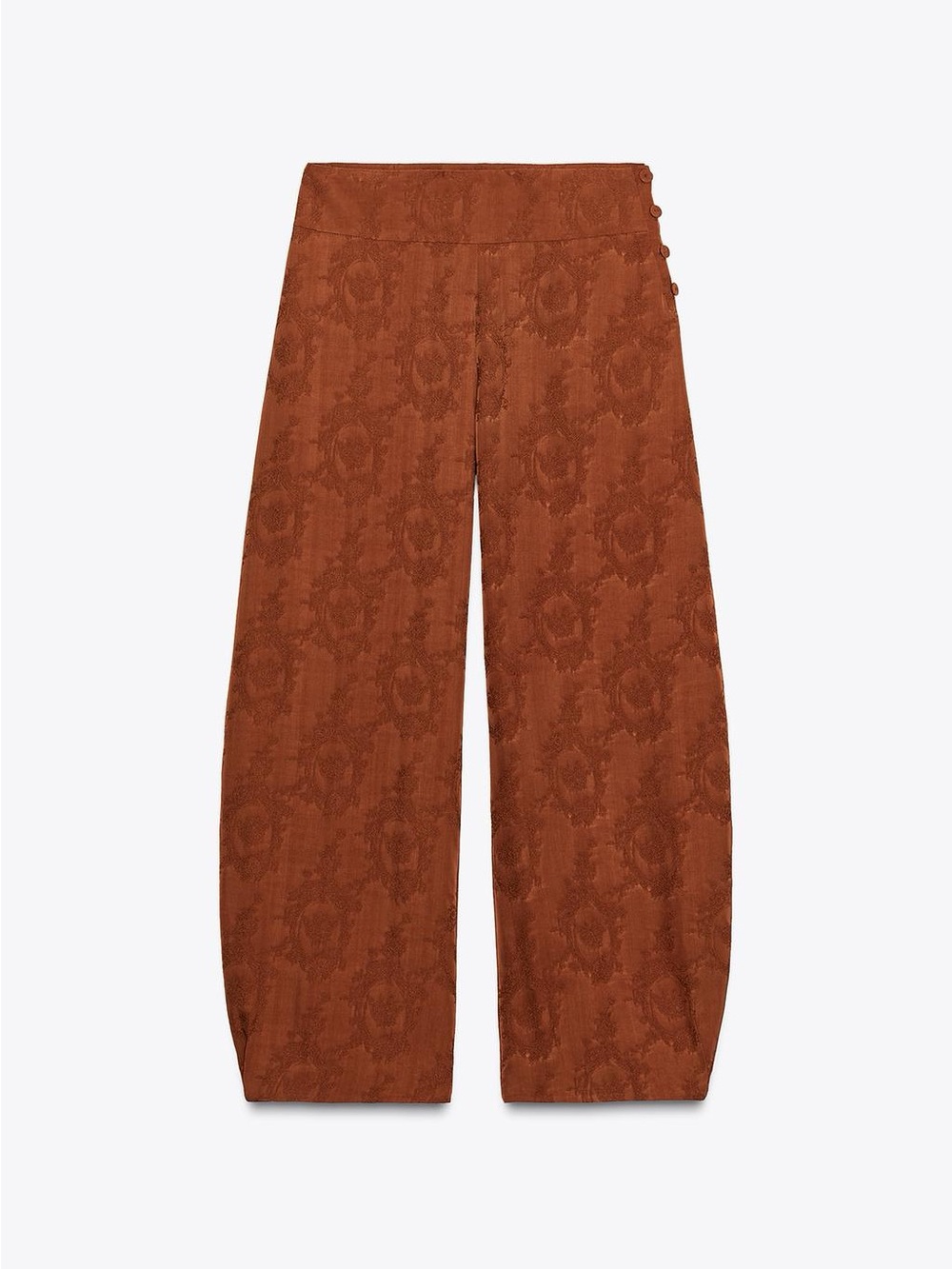 NWT. Zara ZW Collection Russet Viscose Jacquard Trousers. Size XS. - Picture 7 of 12